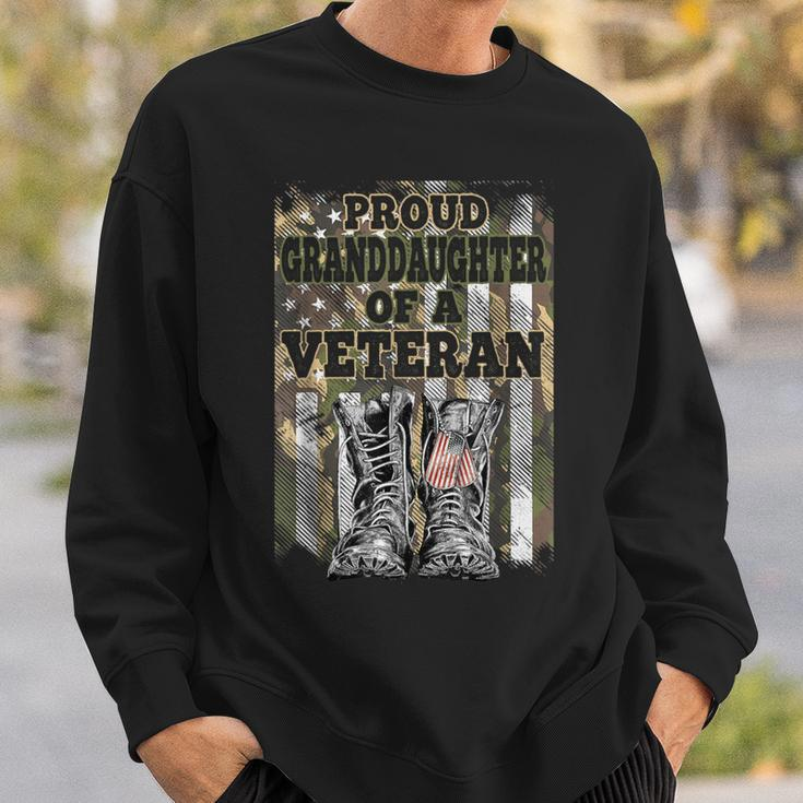 Camouflage American Proud Granddaughter Of The Veteran Sweatshirt Gifts for Him