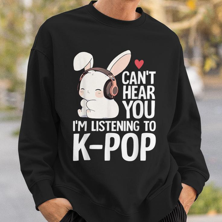 Can't Hear You I'm Listening K-Pop Merch Cute Rabbit K-Pop Sweatshirt Gifts for Him