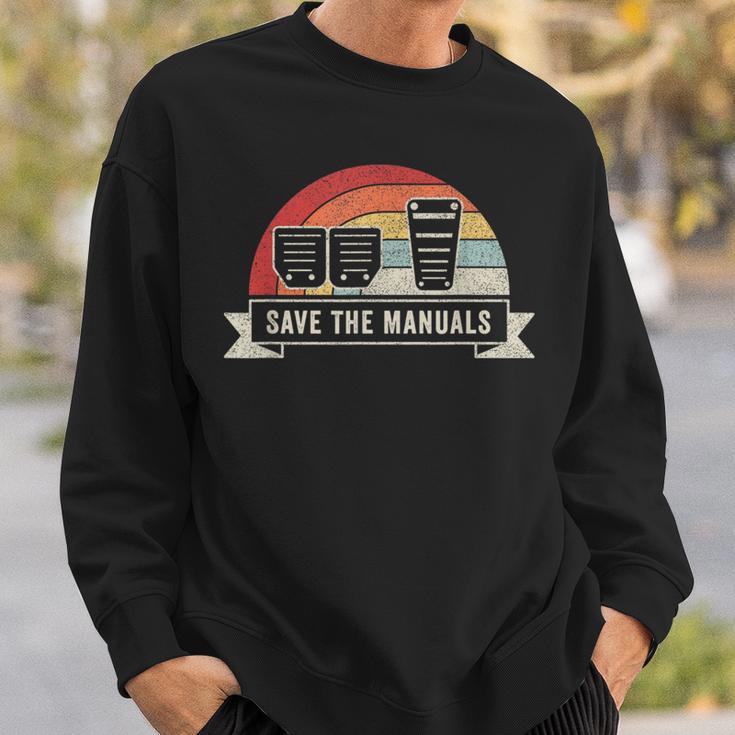 Car Lover Vintage Retro Save The Manuals Stick Shift Sweatshirt Gifts for Him