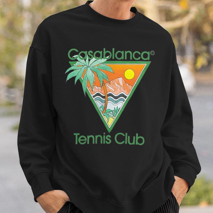 Casablanca Tennis Club Sweatshirt - Tropisches Palmen & Sonnenuntergang Design Geschenke für Ihn