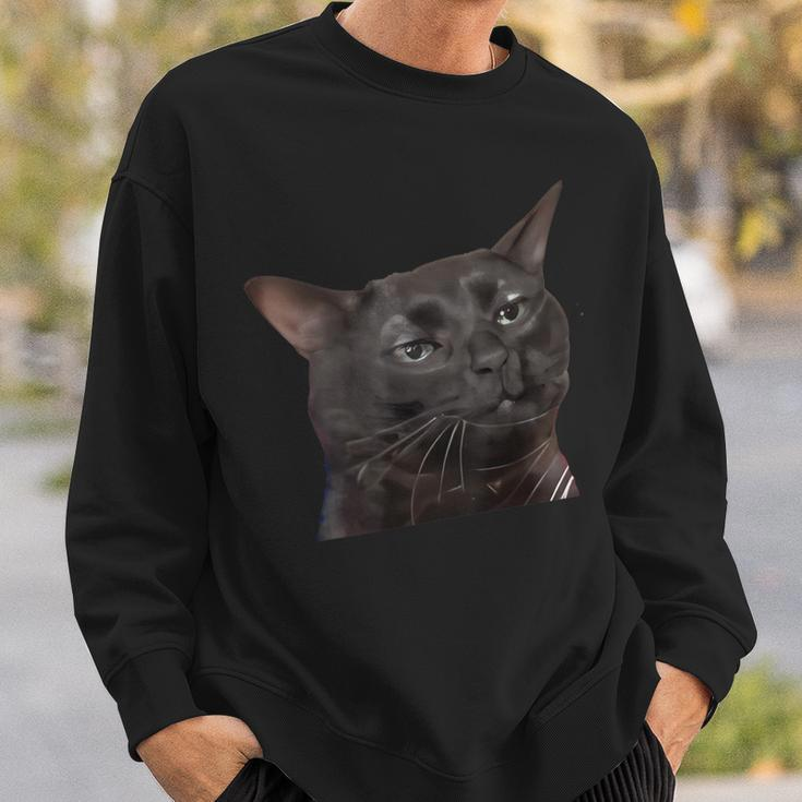 Cat Black Meme Dissociated Internet Sweatshirt Gifts for Him