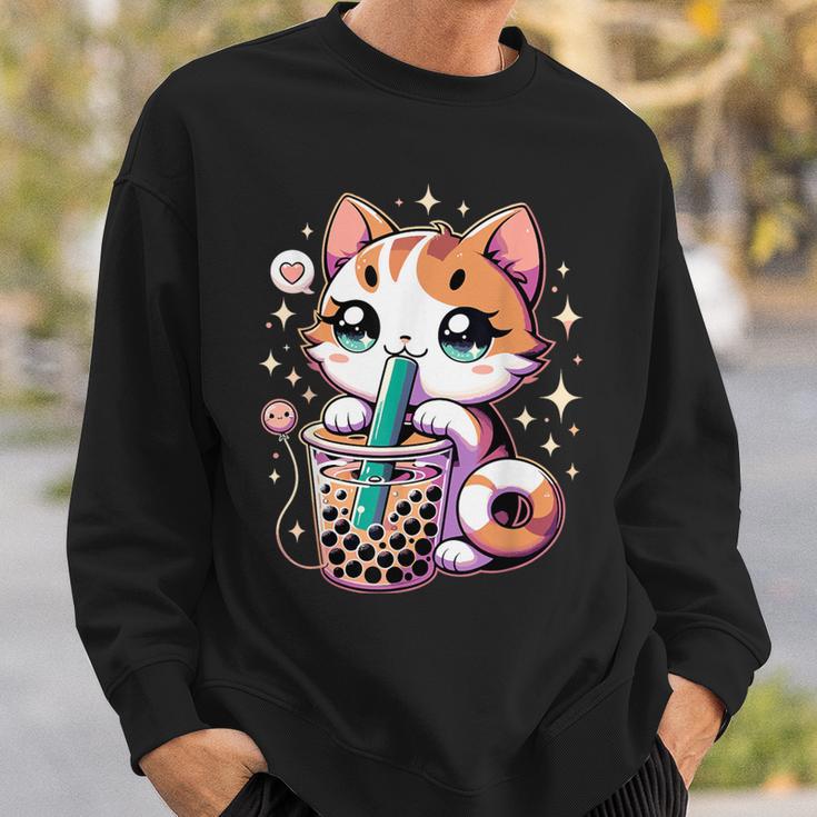 Cat Boba Japanese Kawaii Anime Kitty Bubble Tea Neko N Sweatshirt Gifts for Him