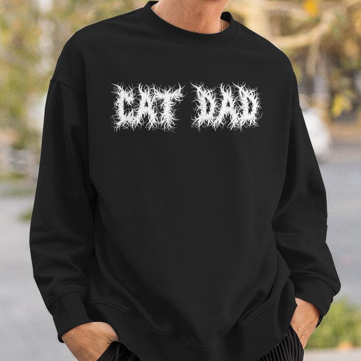 Cat Dad Metalcore Band Metalhead Heavy Death Metal Font Sweatshirt Gifts for Him