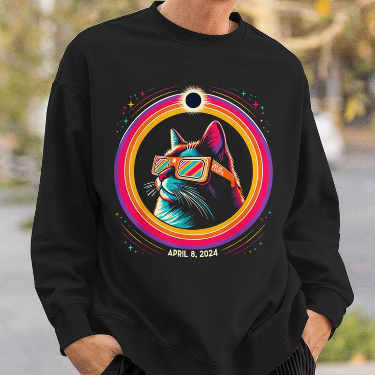Cat In Eclipse Glasses Totality 2024 Total Solar Eclipse Sweatshirt Gifts for Him
