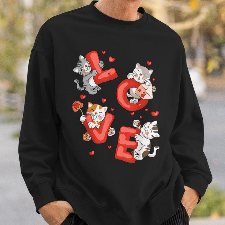 Cat Kitten Love Valentines Day Couples Cute Cat Lover Heart Sweatshirt Gifts for Him