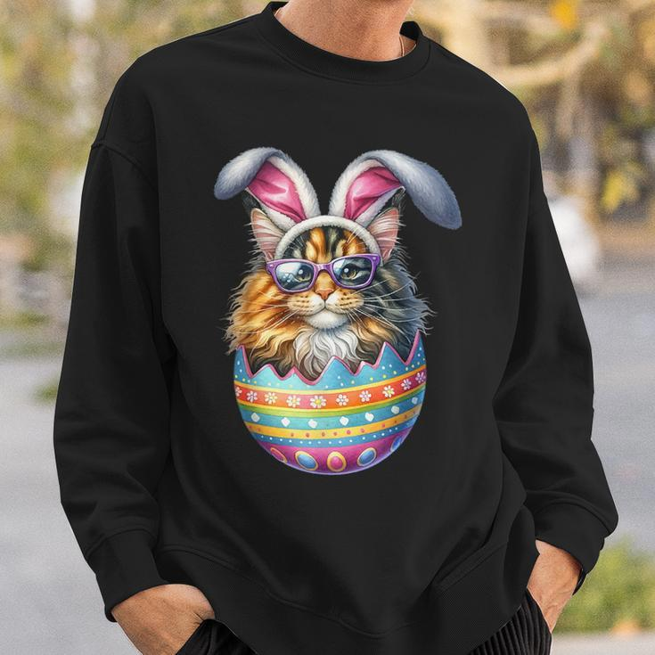 Cat Lover Easter Egg Happy Easter Bunny Ears Sweatshirt Gifts for Him