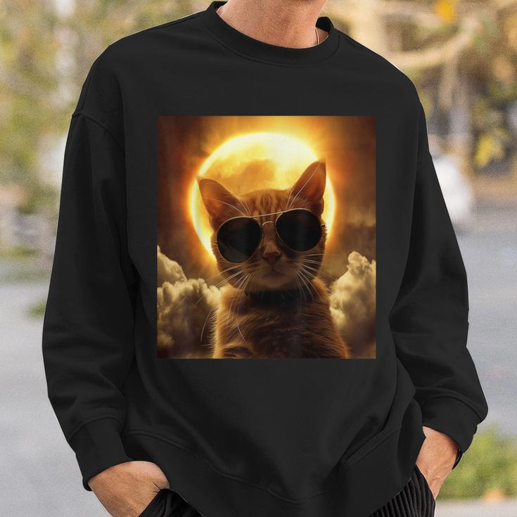 Cat Taking A Selfie With Solar Eclipse Wearing Sunglasses Sweatshirt Gifts for Him