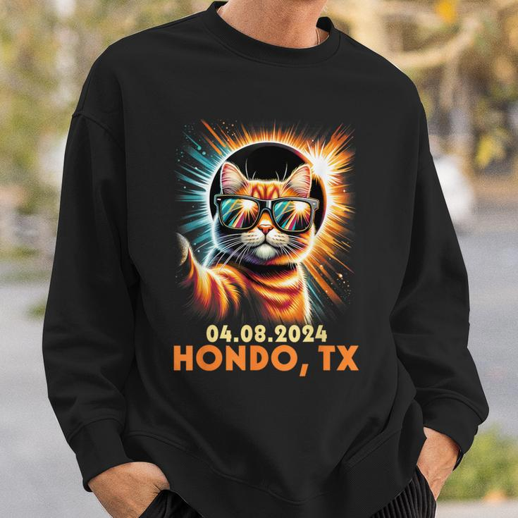 Cat Taking A Selfie Total Solar Eclipse 2024 Hondo Texas Sweatshirt Gifts for Him