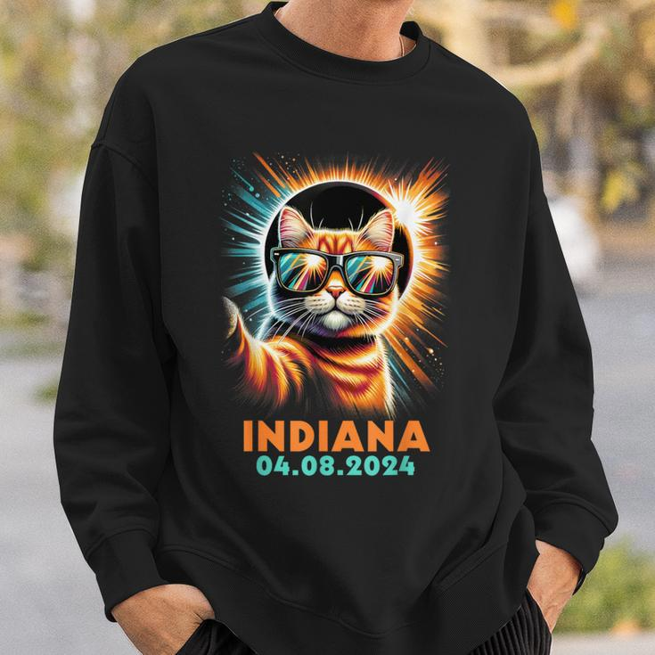 Cat Taking A Selfie Total Solar Eclipse 2024 Indiana Sweatshirt Gifts for Him