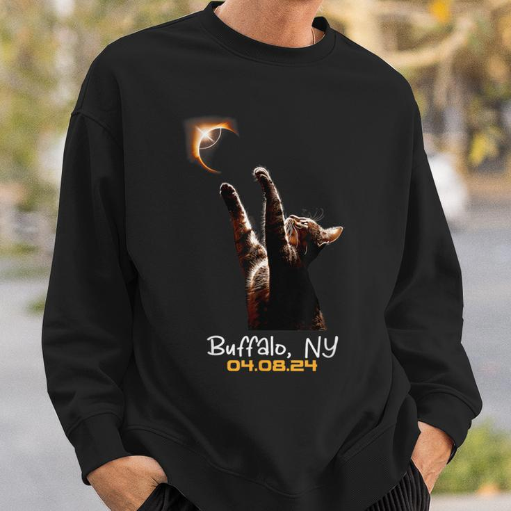Cat Total Solar Eclipse Buffalo New York Sweatshirt Gifts for Him