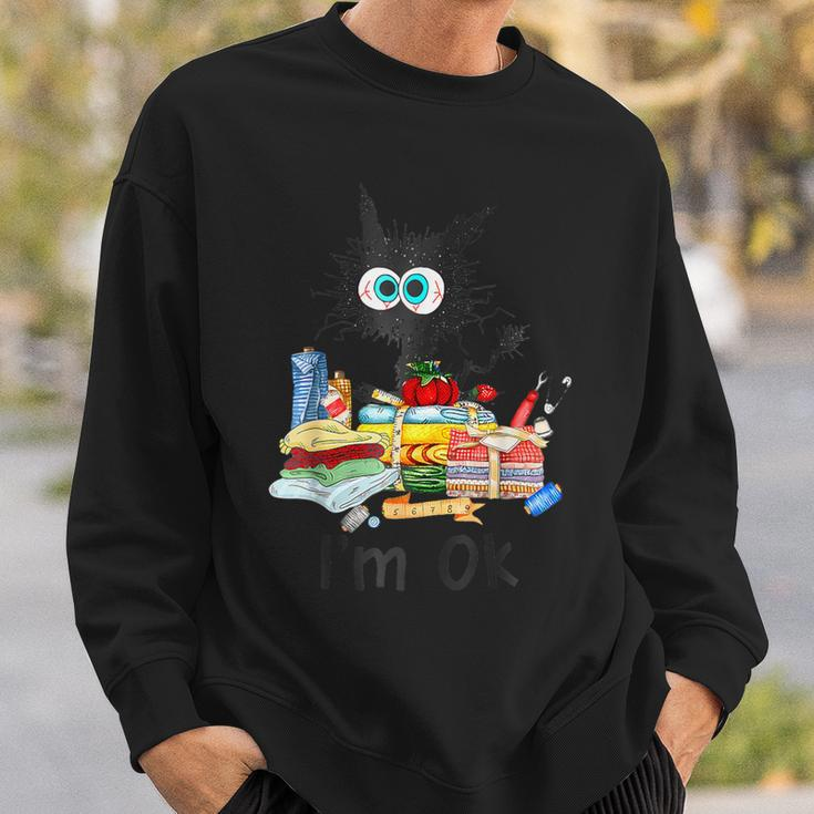 Cats I'm Ok Quilting Love Cats Sweatshirt Gifts for Him