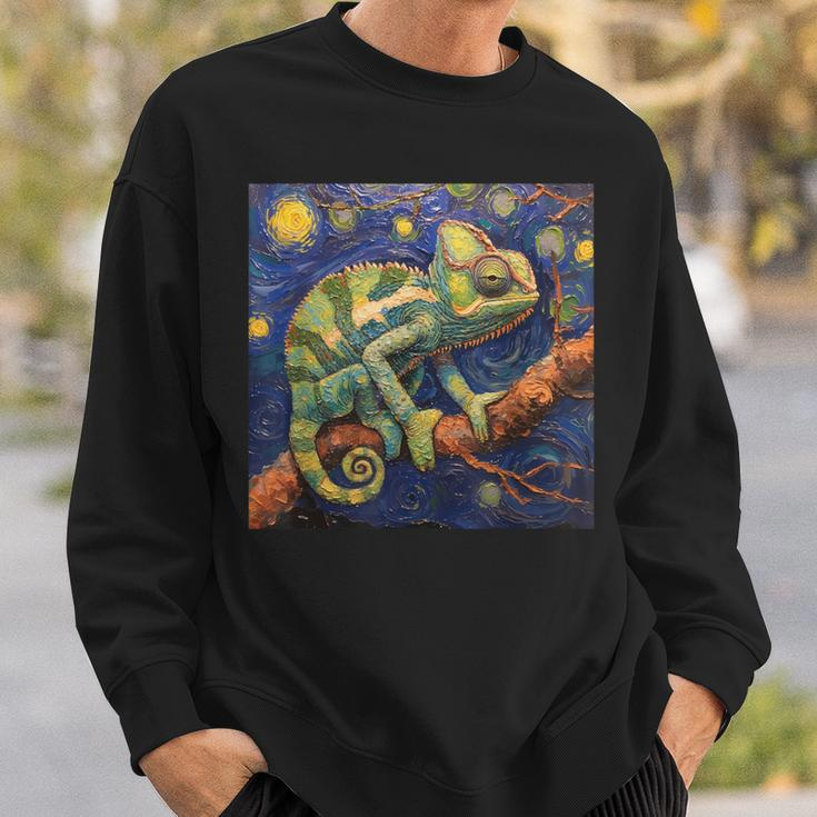 Chameleon Van Gogh Style Starry Night Sweatshirt Gifts for Him