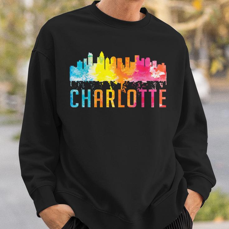 Charlotte North Carolina Watercolor Skyline Souvenir Sweatshirt Gifts for Him