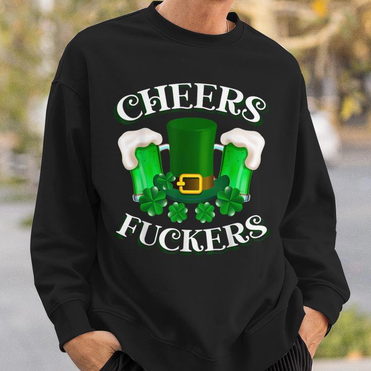 Cheers Fuckers Cheers Fckers' St Patty's Day Lucky Clover Sweatshirt Gifts for Him