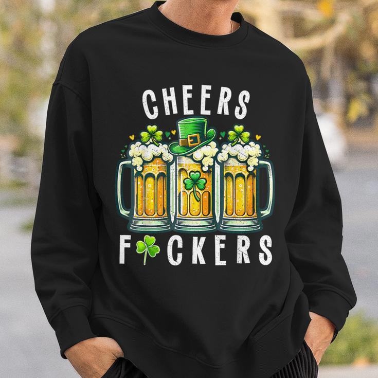 Cheers Fuckers St Patrick's Day Beer Drinking Sweatshirt Gifts for Him