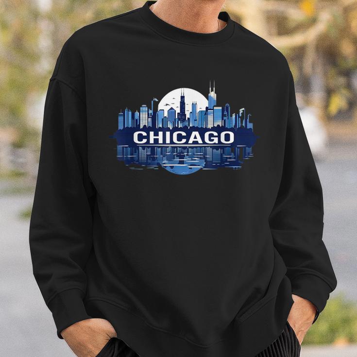 Chicago City Downtown Skyline Sweatshirt Gifts for Him