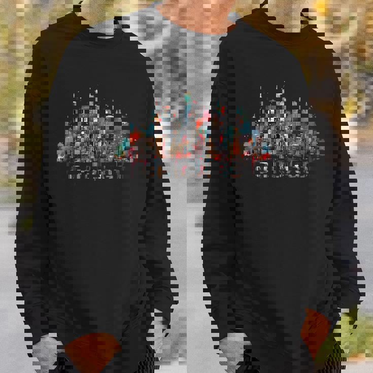 Chicago City Downtown Skyline Sweatshirt Gifts for Him