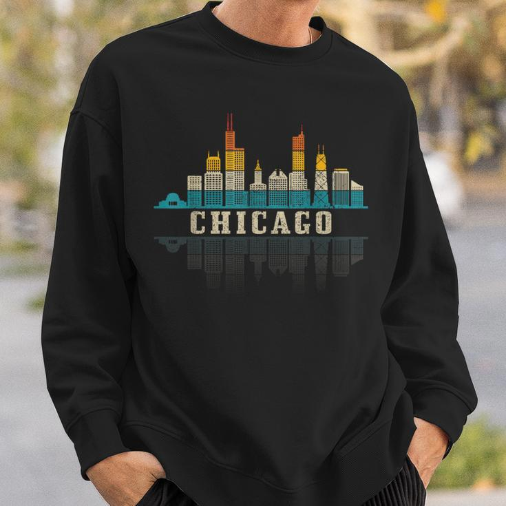 Chicago Skyline Illinois Vintage Pride Retro Sweatshirt Gifts for Him