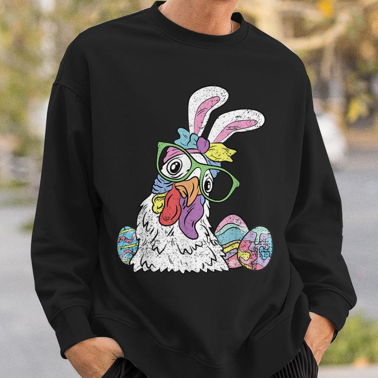 Chicken Egg Hunting Easter Bunny Ears Farm Animal Spring Sweatshirt Gifts for Him