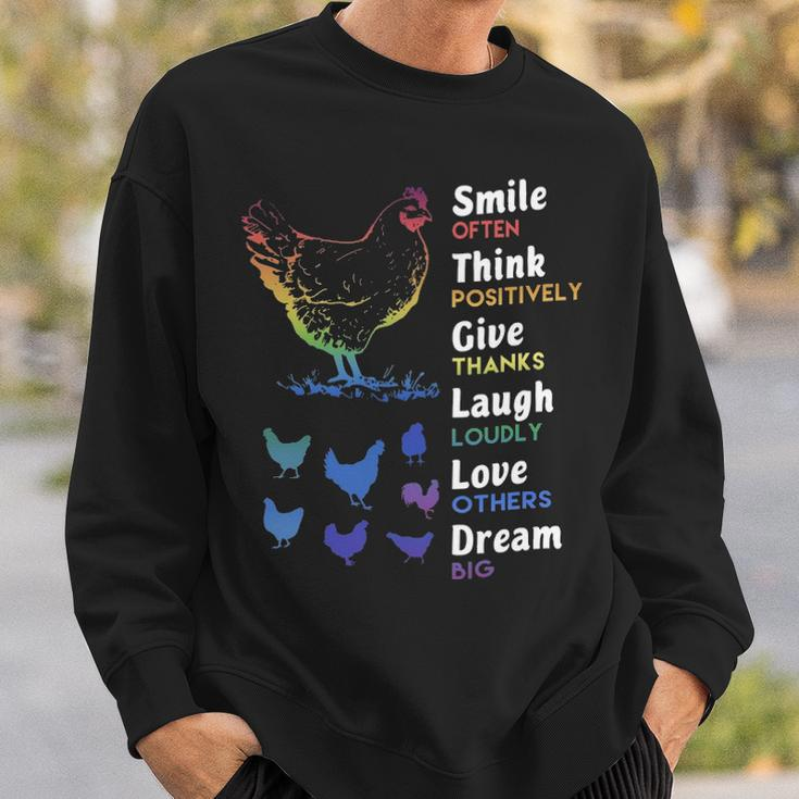 Chicken Smile Often Think Positively Give Thanks Laugh Loudly Love Others Dream Big Sweatshirt Gifts for Him