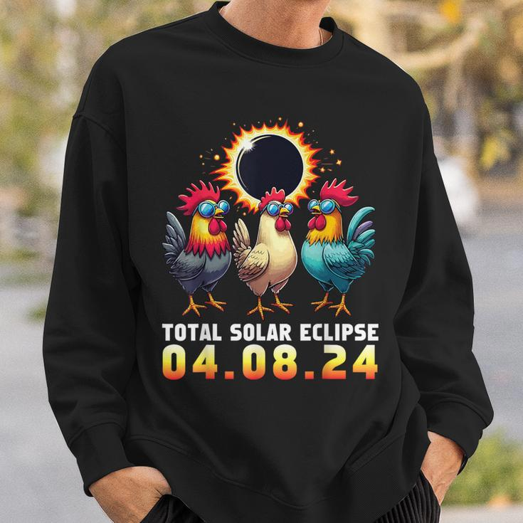 Chicken With Sunglasses Watching Total Solar Eclipse 2024 Sweatshirt Gifts for Him