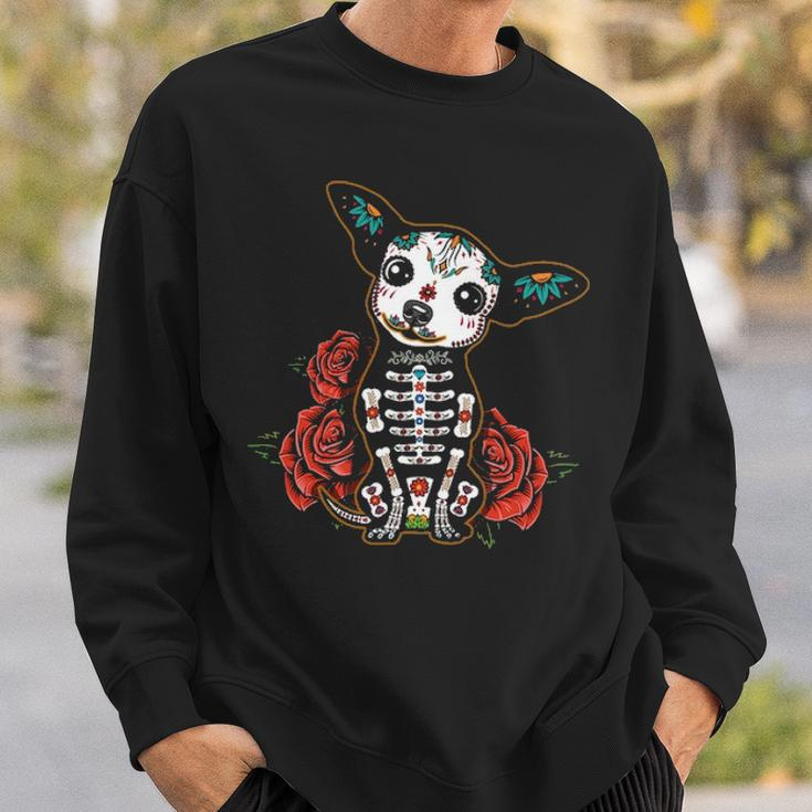 Chihuahua Dia De Los Muertos Day Of The Dead Dog Sugar Skull Sweatshirt Gifts for Him