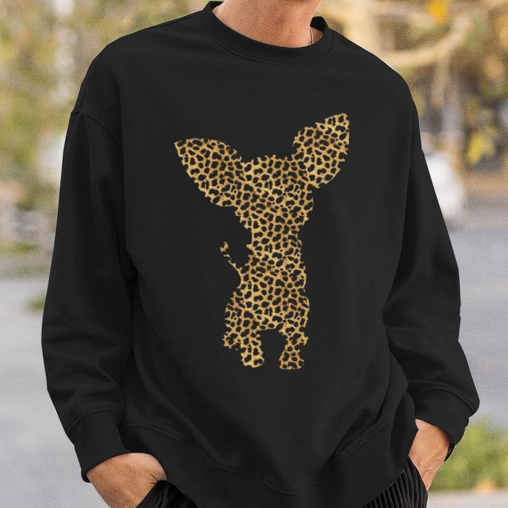 Chihuahua Leopard Print Dog Pup Animal Lover Women Gif Sweatshirt Gifts for Him