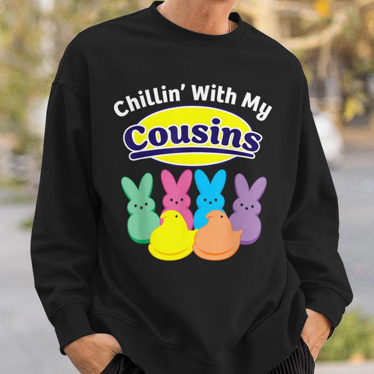 Chillin With My Cousins Colorful Bunnies Easter Girls Boys Sweatshirt Gifts for Him