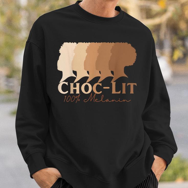 Choc-Lit 100 Melanin Black Pride History Bhm Ethnic Sweatshirt Gifts for Him