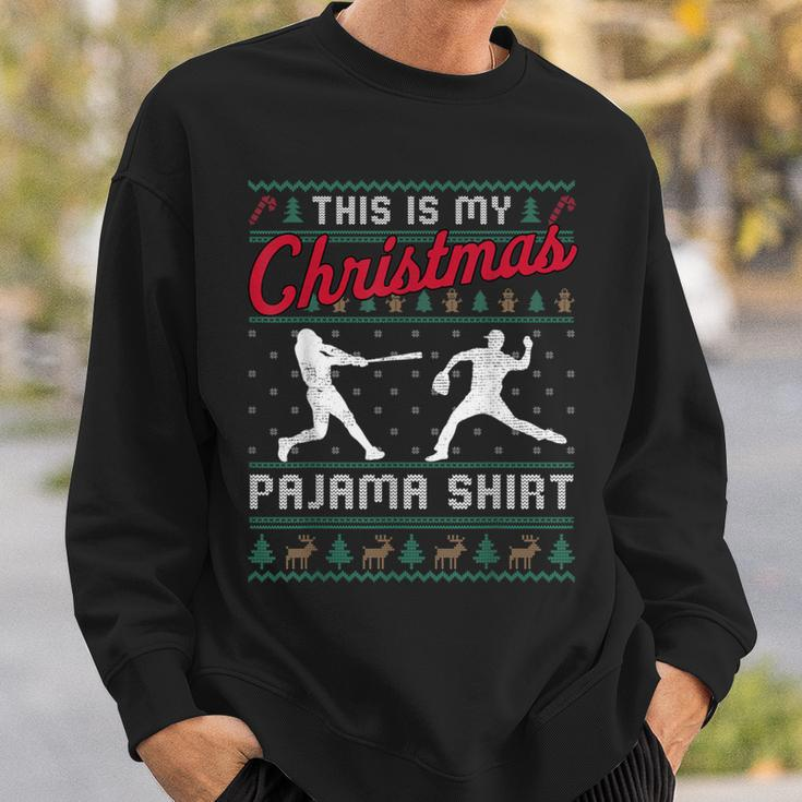 This Is My Christmas Pajama Baseball Ugly Sweater Sweatshirt Gifts for Him