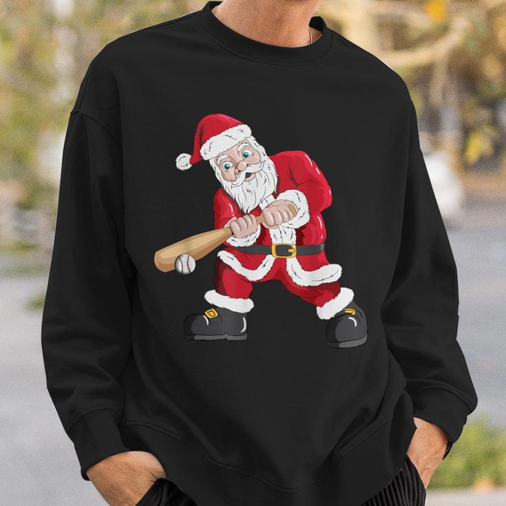 Christmas Santa Claus With Baseball Bat Baseball Sweatshirt Gifts for Him