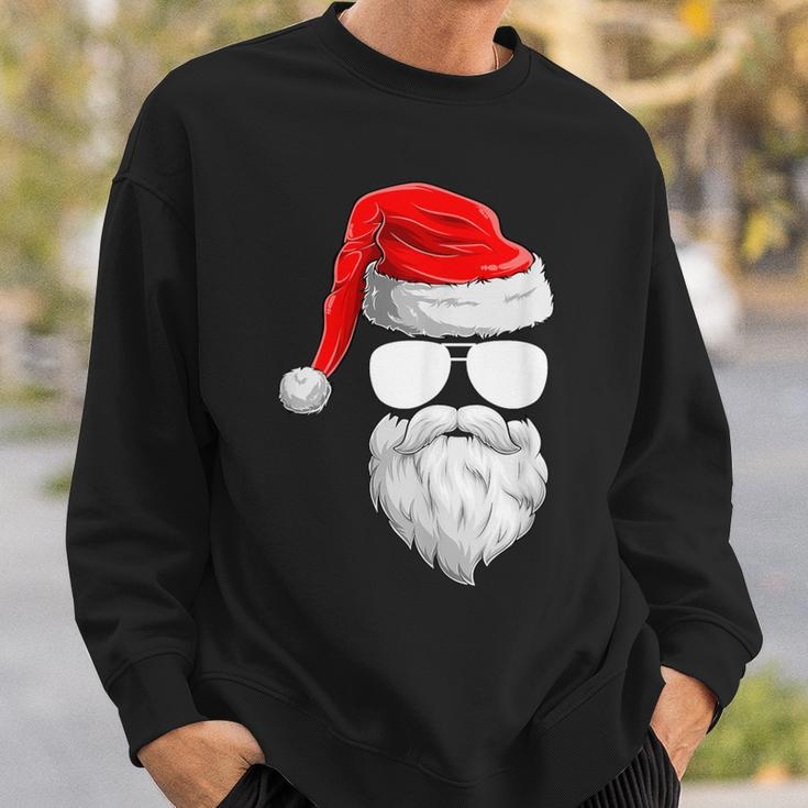 Christmas Santa Claus Face Sunglasses With Hat Beard Sweatshirt Gifts for Him