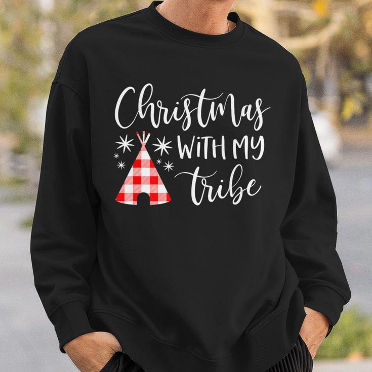 Christmas With My Tribe Family Pajamas Buffalo Plaid Sweatshirt Gifts for Him