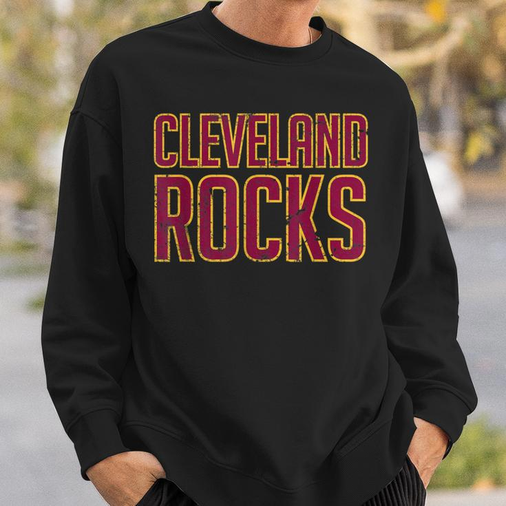 Cleveland Rocks Distressed Style Sweatshirt Gifts for Him