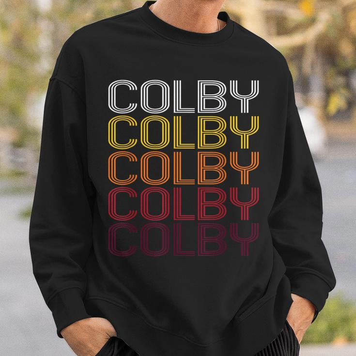 Colby Retro Wordmark Pattern Vintage Style Sweatshirt Gifts for Him
