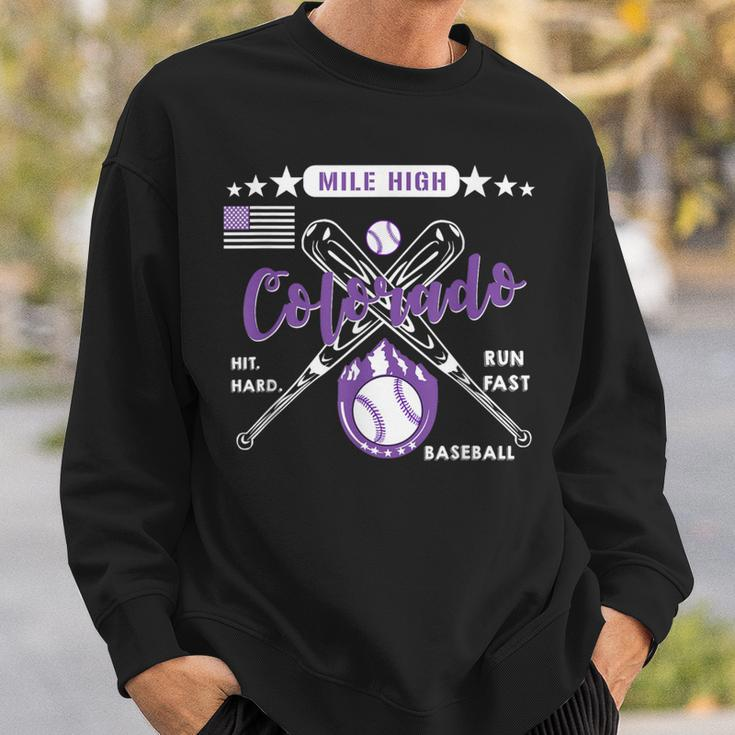 Colorado Baseball Rocky Mountain Skyline Baseball Vintage Sweatshirt Gifts for Him