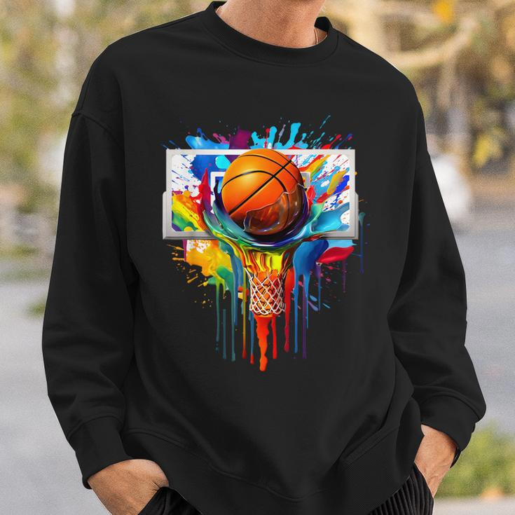 Colorful Basketball Tie Dye Color Splash Hoop Net Slam Dunk Sweatshirt Gifts for Him