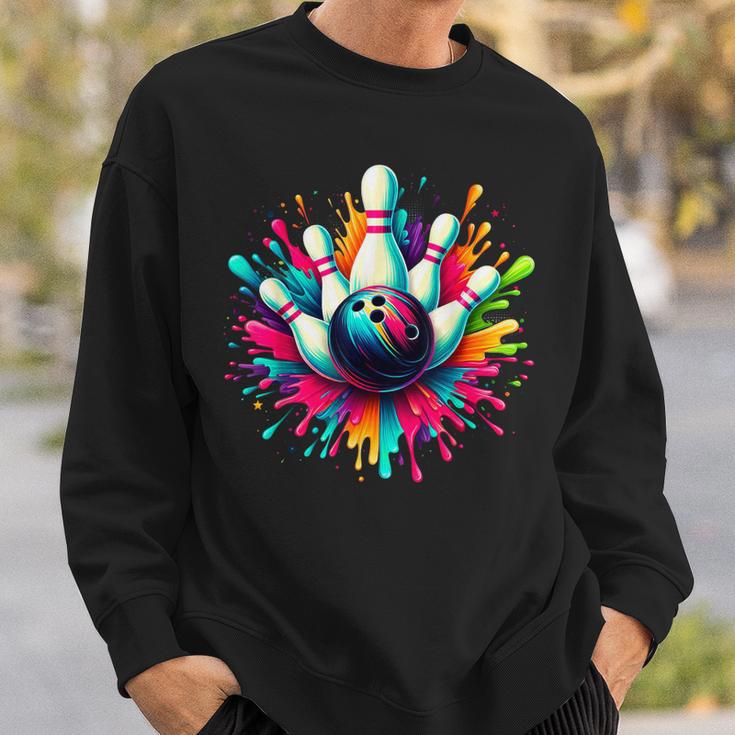 Colorful Bowling Game Day Bowling Cute Colorsplash Ball Sweatshirt Gifts for Him