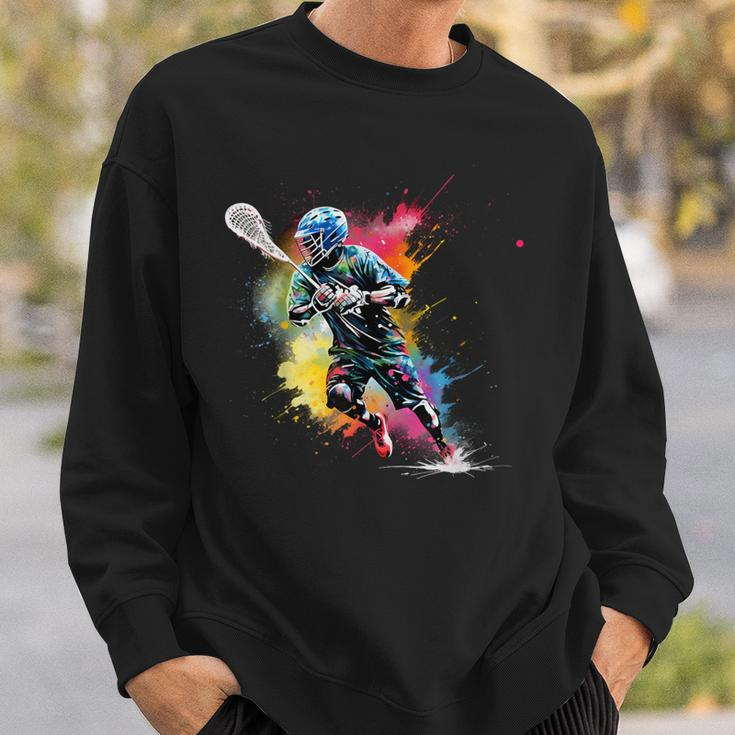 Colorful Lacrosse Player Boy On Lacrosse Sweatshirt Gifts for Him