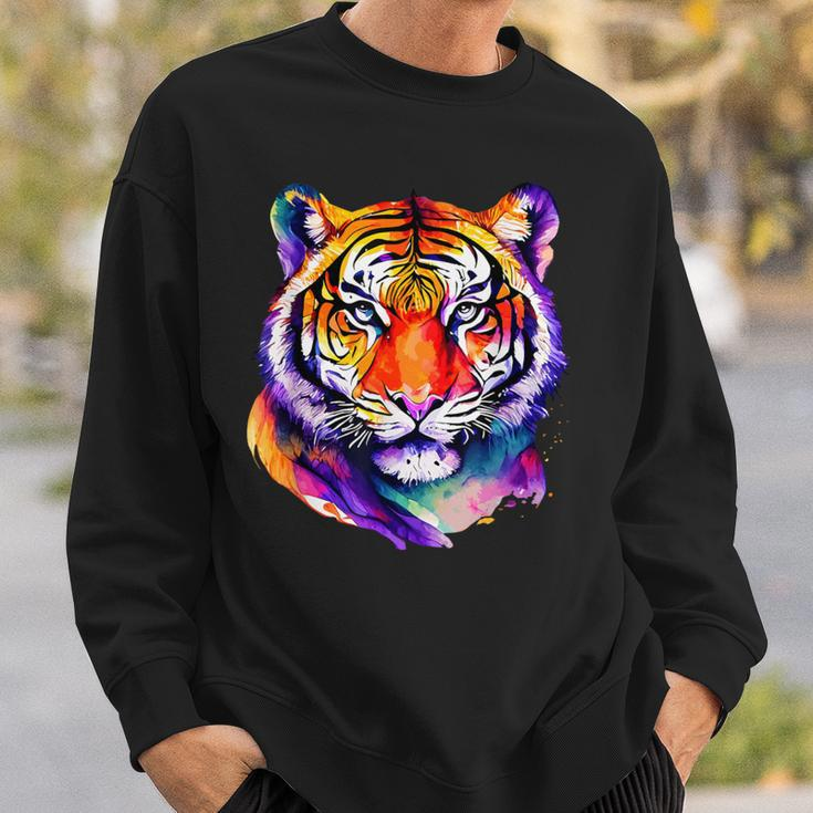 Colorful Tiger Face Neture Wild Animal Pet Lovers Men's Sweatshirt Gifts for Him