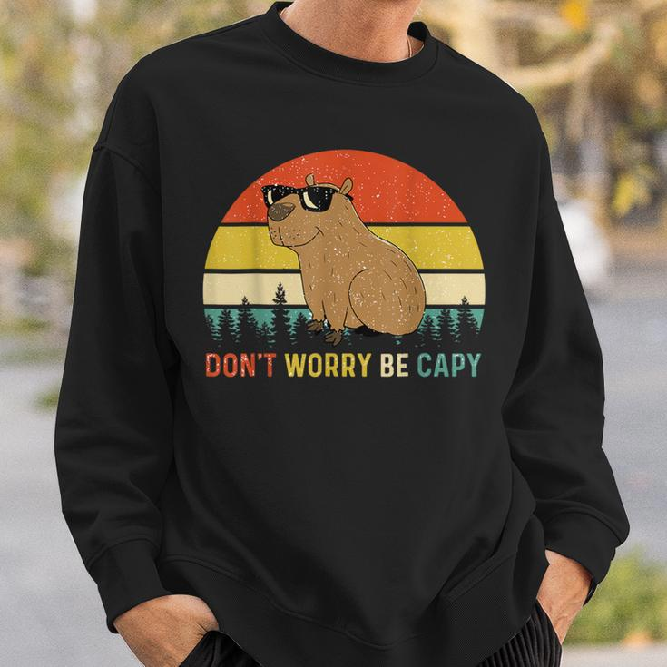 Cool Capybara Don't Worry Be Cappy Vintage Rodent Meme Sweatshirt Gifts for Him