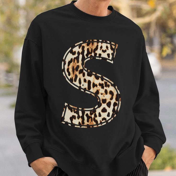 Cool Letter S Initial Name Leopard Cheetah Print Sweatshirt Gifts for Him