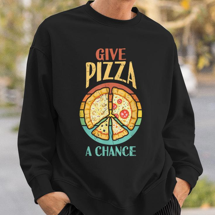 Cool Peace Give Pizza A Chance Pizza Lovers Sweatshirt Gifts for Him