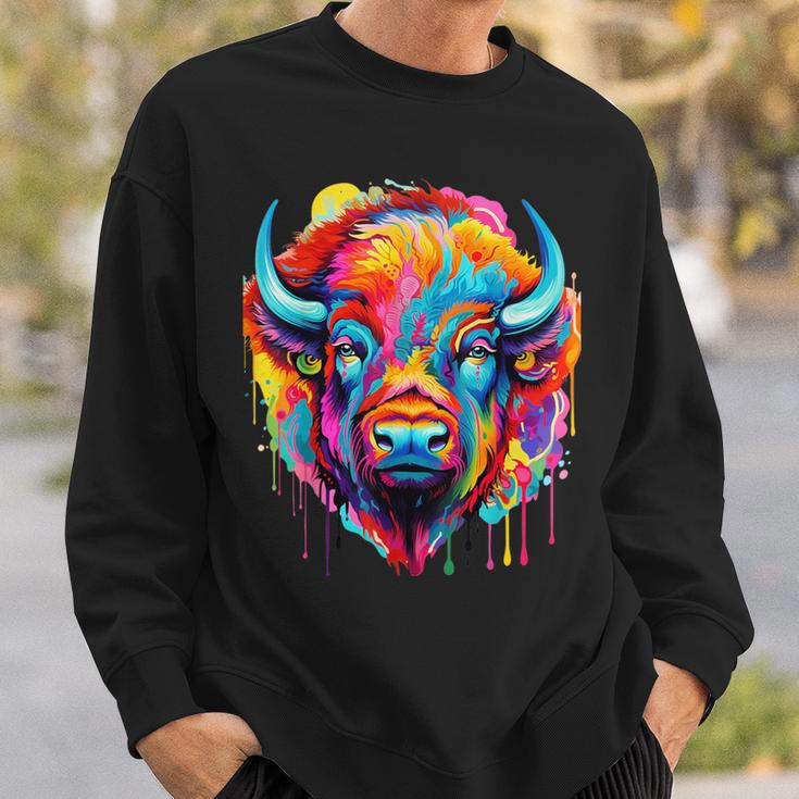 Cooles Bison-Kopf- Mit Hellen Farben Sweatshirt Geschenke für Ihn