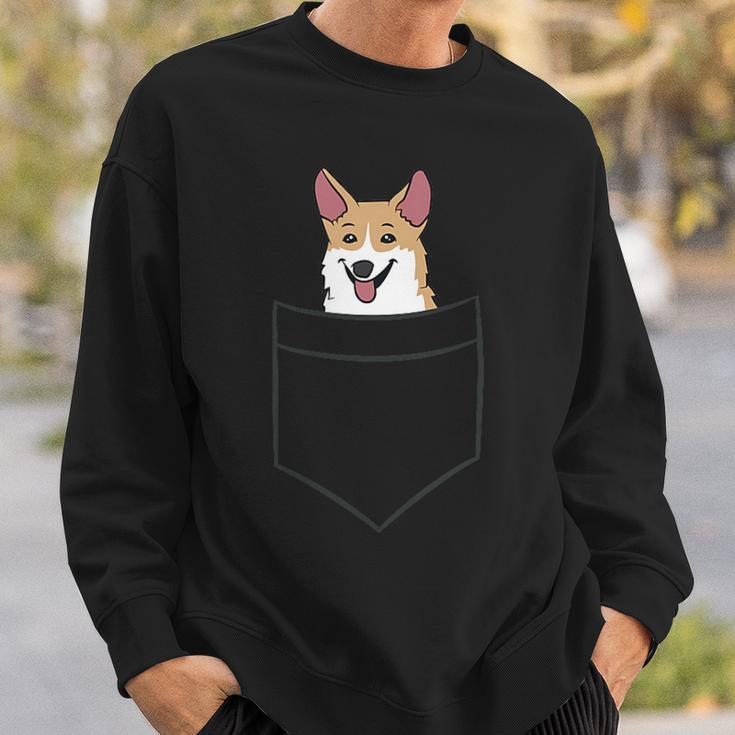 Corgi Dog In Bag Cute Dog Pockets Corgi Sweatshirt Geschenke für Ihn