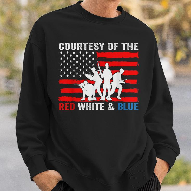 Courtesy Of The Red White And Blue Patriotic Us Flag Sweatshirt Gifts for Him