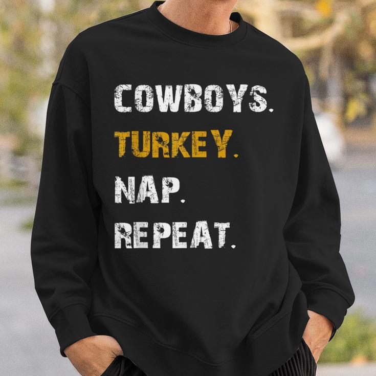 Cowboys Turkey Nap Repeat Thanksgiving Football Sweatshirt Gifts for Him
