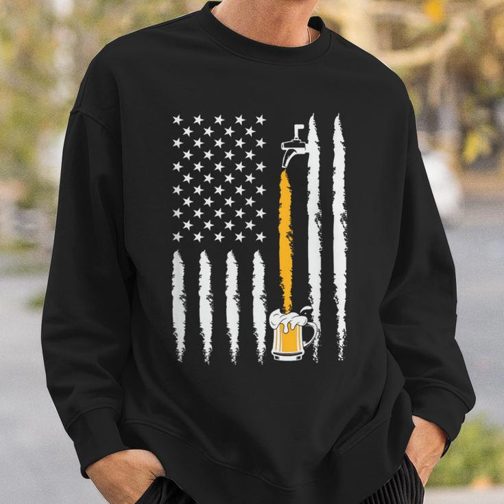 Craft Beer American Flag Pouring Beer Stein Patriotic Sweatshirt Gifts for Him