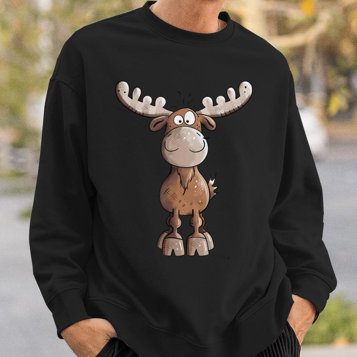 Crazy Elk I Deer Reindeer Fun Animal Motif Sweatshirt Geschenke für Ihn