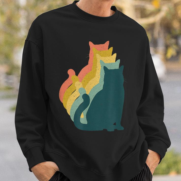 Cute Colorful Cat Costume 90S Style Vintage Kitten Retro Cat Sweatshirt Gifts for Him
